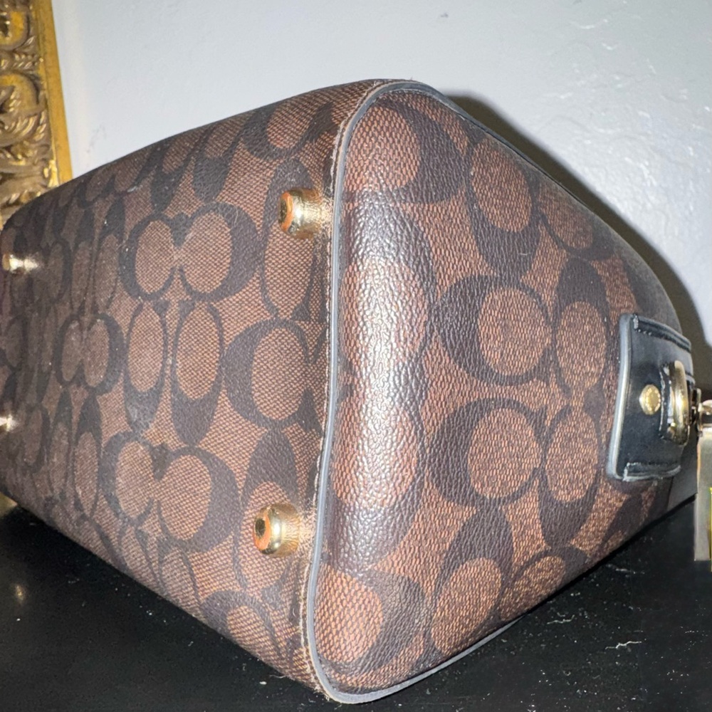 Coach Rowan Signature Canvas & Leather Satchel 2022 #F83607 Black, Brown & Gold - Picture 9 of 16